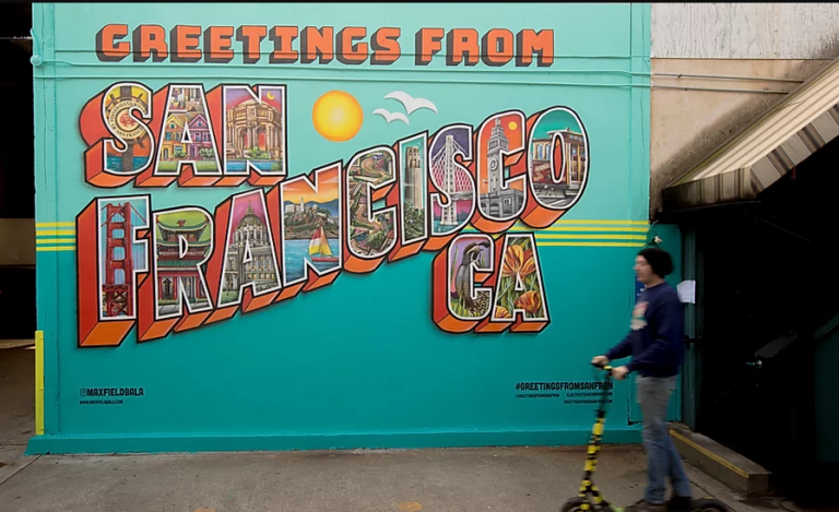 Greetings From San Francisco Mural In Fishermans Wharf By Maxfield Bala ...