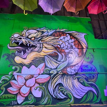 Luke Drago Dragon Cio Mural at Umbrella Alley