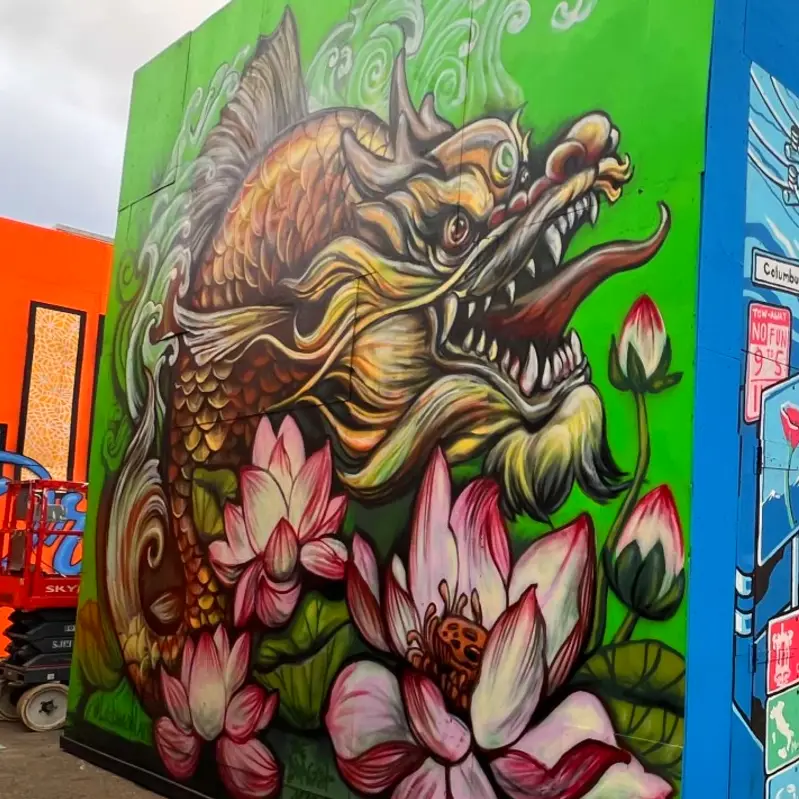 Dragon Coi Mural Umbrella Alley San Francisco